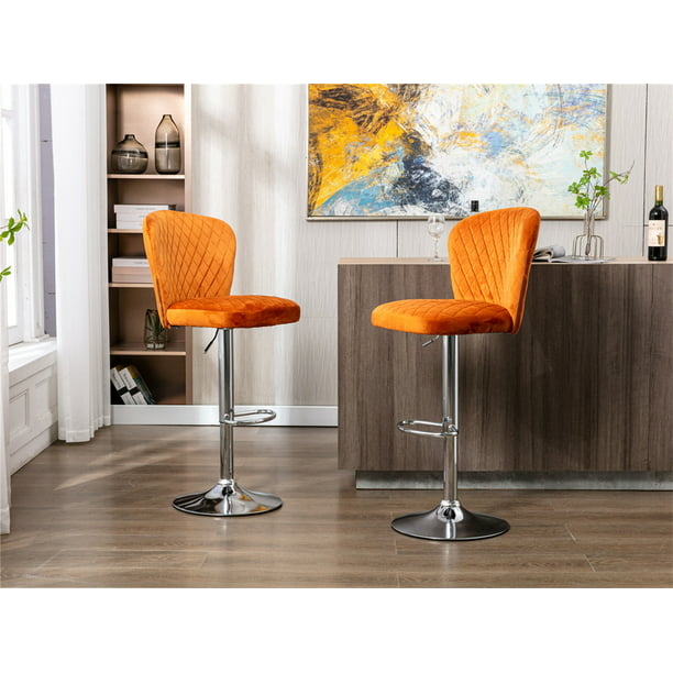 Comfy Upholstered Kitchen Bar Chairs, Large Swivel Bar Stools