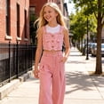 thumbnail image 3 of AUNVITO Girls Denim 2-Piece Set Solid Color Sleeveless Tank Top with Wide Leg Jeans Casual and Trendy Outfit, 3 of 6