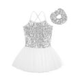 thumbnail image 3 of Zaldita Girls Sequin Ballet Tutu Dress Leotards Straps Dance Dress Stage Performance Dance Costumes White S, 3 of 7