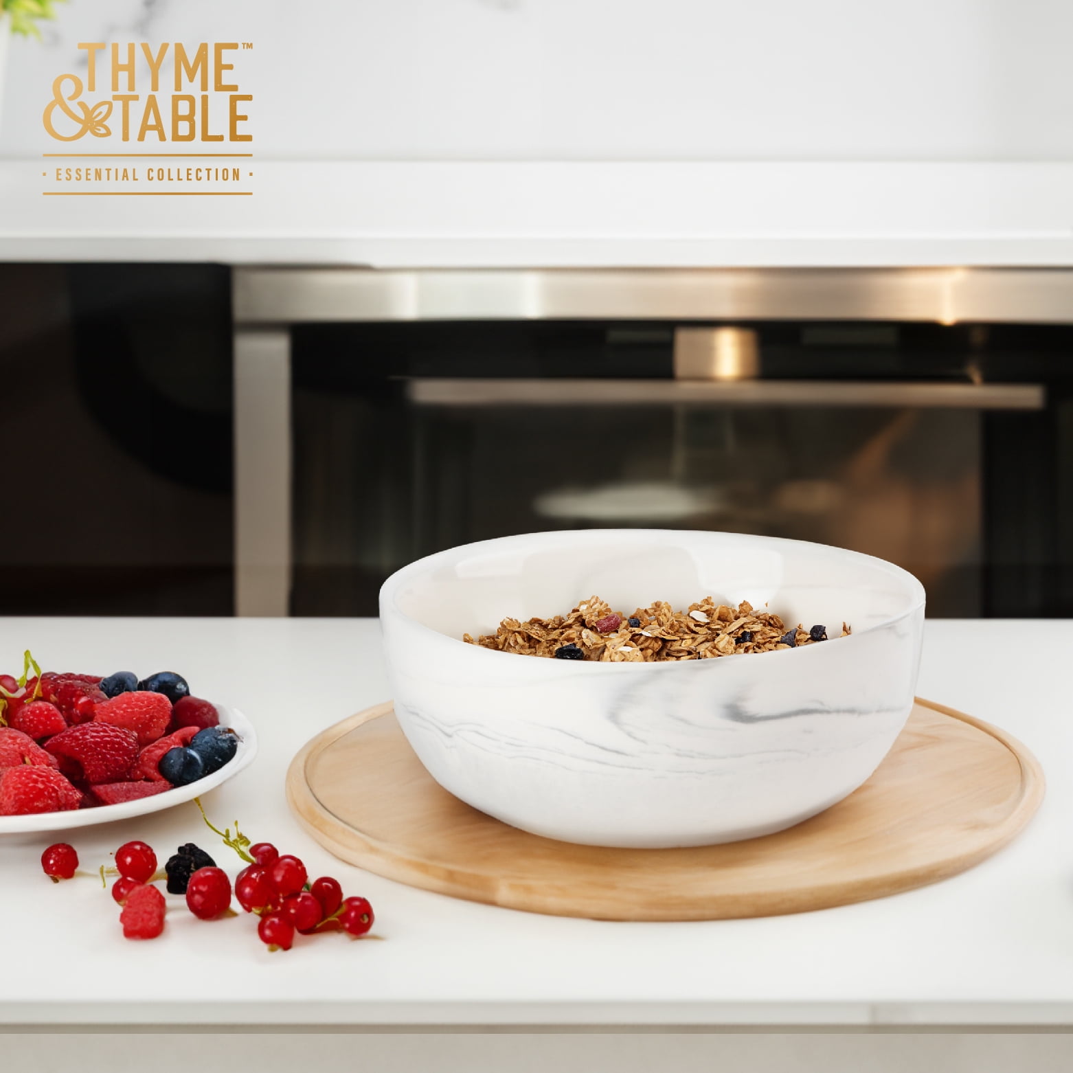 (2 pack) Thyme & Table Grey Marble Ceramic Bowl