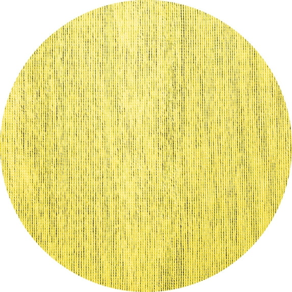 Ahgly Company Machine Washable Indoor Round Abstract Yellow Contemporary Area Rugs, 4' Round