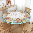 thumbnail image 2 of Easter Round Fitted Tablecloth Best for 48"-52" Bunny Table Cloth Rabbit Eggs Elastic Edge Washable Farmhouse Floral Flower Colorful Spring Table Cover for Party Picnic Indoor Decor, 2 of 4