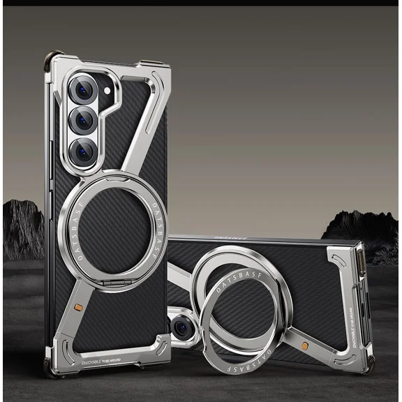 Fashion Magnetic Metal Z Shape Rimless Kickstand Case Cover For Samsung galaxy Z FOLD 7 ,Z Fold 6 ,Z Fold 5