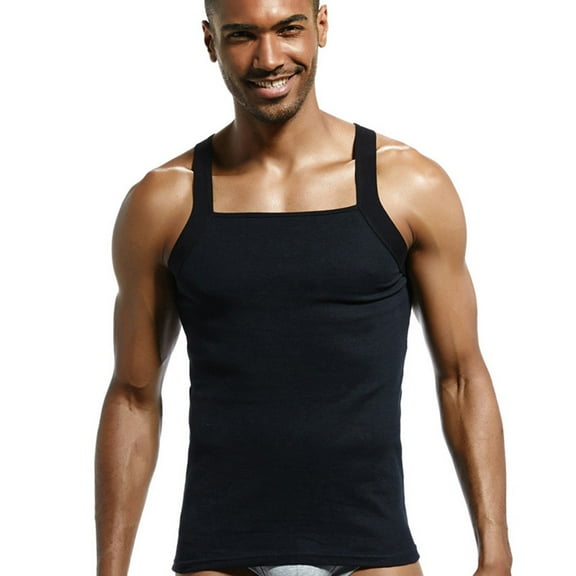 Herrnalise Men's Workout Shirts Men's Casual Solid Designer Cut Ribbed Cotton Vests Top Blouse