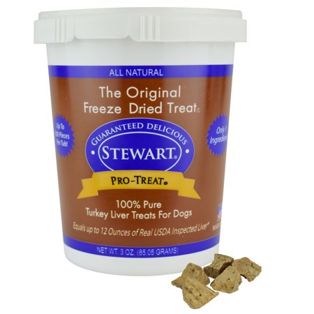 - Stewart Freeze Dried Turkey Liver Dog Treats by Pro-Treat, 3 oz. Tub