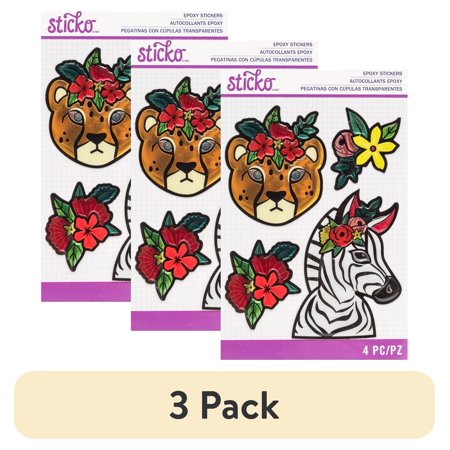 (3 pack) Sticko Raised Channel Epoxy Stickers-Jungle Animals