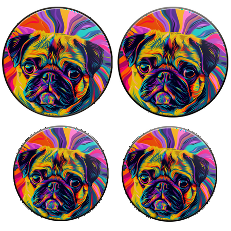 

BaHomeck Electric Stove Burner Covers Set of 4 Round Metal Gas Stove Burner Covers 8 Inch and 10 Inch Kitchen Decor Vibrant Pug Portrait In The Style Of Psychedelic Art