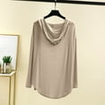 thumbnail image 3 of Fmbrln Womens Plus Size Lightweight Cardigans Long Sleeve Solid Color Hooded Cardigans Loose Comfy Open Front Cardigan Coat Beige 4XL, 3 of 5