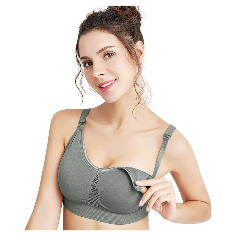 CFXNMZGR Intimates For Women Large Size Mesh Breathable Nursing Bra, Front  Buckle And No Steel Ring Bra 