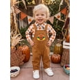 thumbnail image 4 of RUINIXCW Toddler Baby Boy Thanksgiving Outfit Infant Boys Fall Winter Clothes Turkey Embroidery Plaid Button Down Long Sleeve Shirts Overalls Pants, 4 of 10