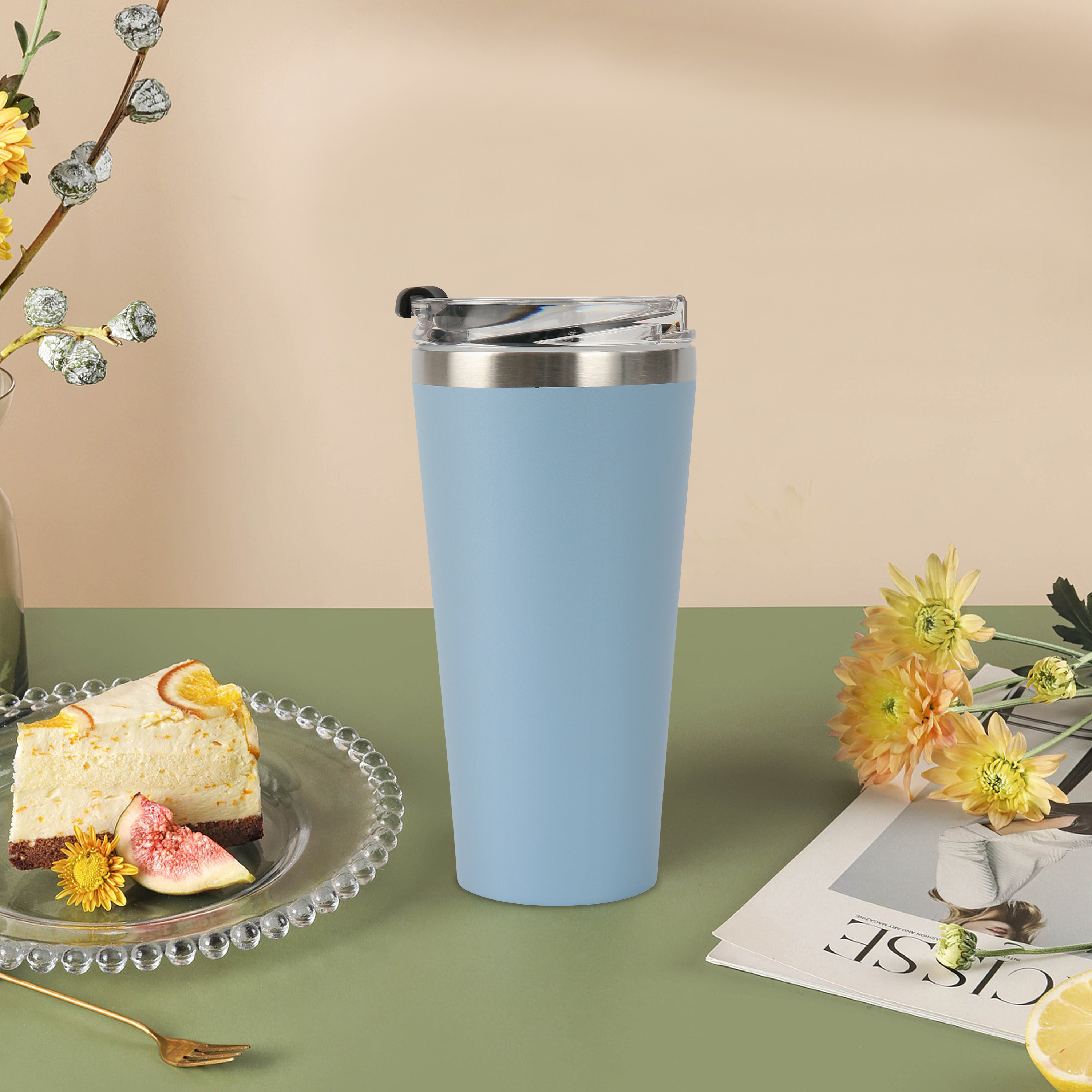 Mainstays 20oz (20 Fluid Ounces) Double Wall Vacuum Sealed Stainless Steel Tumbler Blue