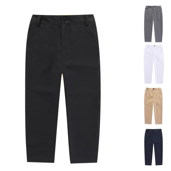 LRen Girls School Uniform Pants Kids Wide Leg High Waist Stretch with Pockets Casual Trousers Preppy Clothes for Tween Girls,Navy,17-18 Years