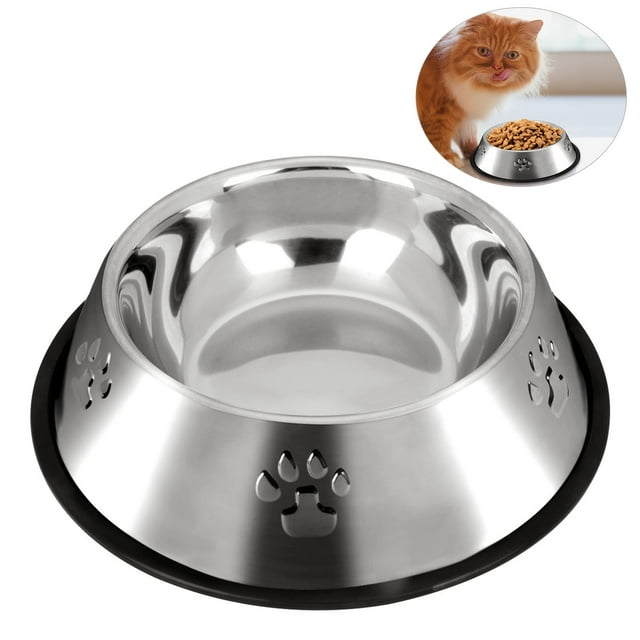 Bol pour Animaux en Acier Inoxydable Antidérapant Motif Patte de Chat Bol d'Alimentation pour Animaux Bol de Nourriture pour Chat