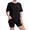 Black, variant on Pajamas for Women Set Soft Lounge Sets for Women 2 Piece Short Sleeve Leopard Print Top and Stretch Lounge Shorts with Side Pocket, Dark Grey, M