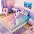 thumbnail image 5 of Manfei Pink Blue Wave Beach Twin Sheet Sets for Kids Boys and Girls, Coastal Ocean Print Bedding 3-Piece, 1 Flat Sheet, 1 Fitted Sheet and 1 Pillowcase, 5 of 6