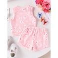 thumbnail image 4 of Bagilaanoe 2pcs Newborn Baby Girl Shorts Set Sleeveless Daisy Print Tank Tops + Shorts 3M 6M 9M 12M 18M 24M Infant Casual Summer Clothes, 4 of 7