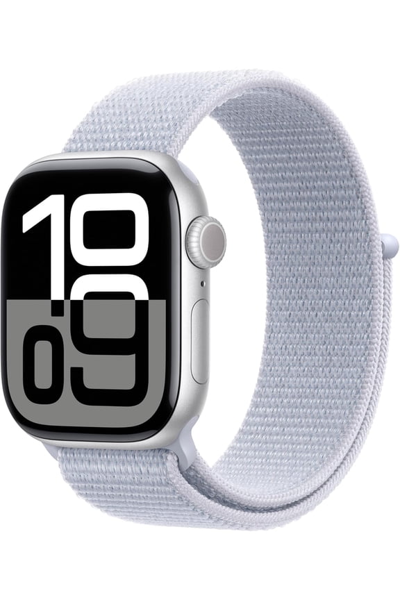 Pre-Owned Apple Watch Series 10 GPS + Cellular 46mm Silver Aluminum Case with Blue Cloud Sport Loop