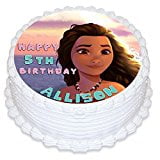 Angle View: Moana Cake Image Personalized Topper Icing Paper 8 Round Circle