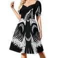 thumbnail image 1 of Vestido de manga corta Coast Salish Crow, ropa para mujer, vestido de fiesta de lujo para mujer, vestido de noche para graduación., 1 of 7