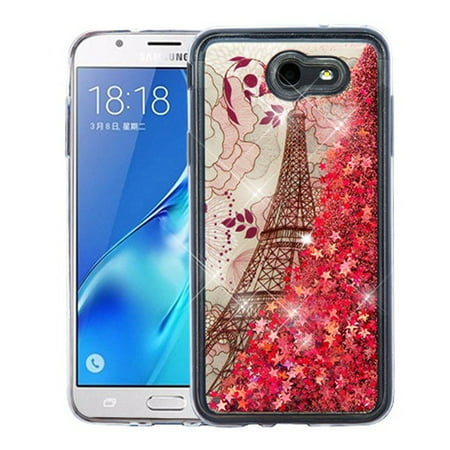 Insten Eiffel Tower Quicksand (Stars) Glitter Hybrid PC/TPU Case For Samsung Galaxy J7 (2017)/J7 Perx/J7 Sky Pro/J7 V - Rose