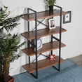 thumbnail image 2 of 4-Tier Industrial Open Wider Etagere Bookcase Metal Frame Wood Shelves for living room, 2 of 7