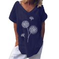 thumbnail image 1 of Pompotops Mode T-shirt à Manches Courtes Imprimé Col Rond Ample pour Femmes, 1 of 6