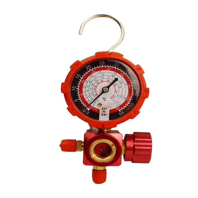 Manomètre pour Réfrigérants R410A R22 R134a R404A Manomètre Valve 800psi/500psi avec Miroir Visuel