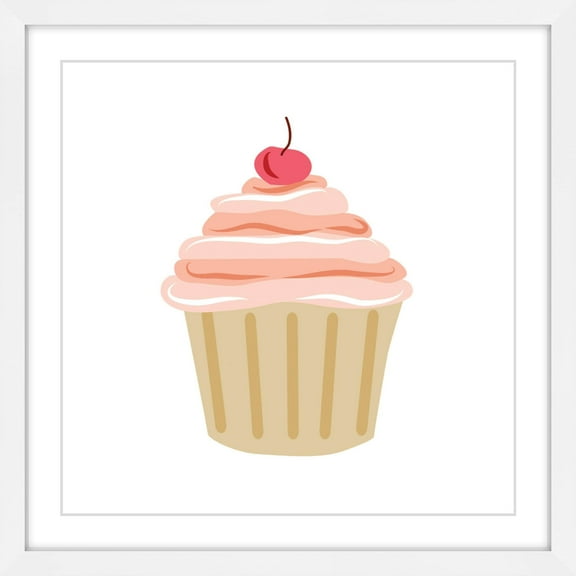 MARMONT HILL - 'Cupcake Cherry' by Diana Alcala Framed Painting Print - Multi-Color 12 x 12