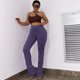 thumbnail image 3 of ZUAVIALA Pantalones apilados para mujer, pantalones a rayas de forro polar, pantalones largos de punto difusos, pantalones largos ajustados de cintura alta, pantalones apilados, 3 of 3