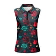 thumbnail image 4 of Wang6 Women’s Sleeveless Golf Shirts Plus Size Quarter Zip up Workout Tank Tops Summer Trendy V Neck Floral Printed Running Gym Athletic Tshirts Tees 0617liGreen XL, 4 of 5