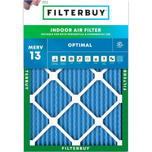 Filterbuy 18x24x1 MERV 13 Health Defense, Pleated HVAC AC Furnace Air Filters (1-Pack)