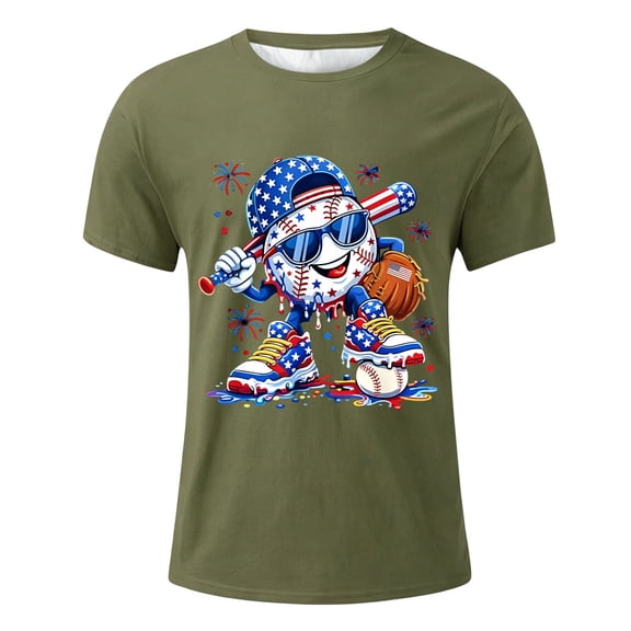 Kiijoy Boys Baseball Graphic Short Sleeve T Shirt Casual Active T-Shirt Tee, Sizes 2-3