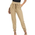 thumbnail image 4 of Pantalones de tubo de cintura alta informales lisos de primavera para mujer con cinturón elástico y nudo de lazo suelto METRO Yuyangstore Pantalones casuales de cintura alta, 4 of 6