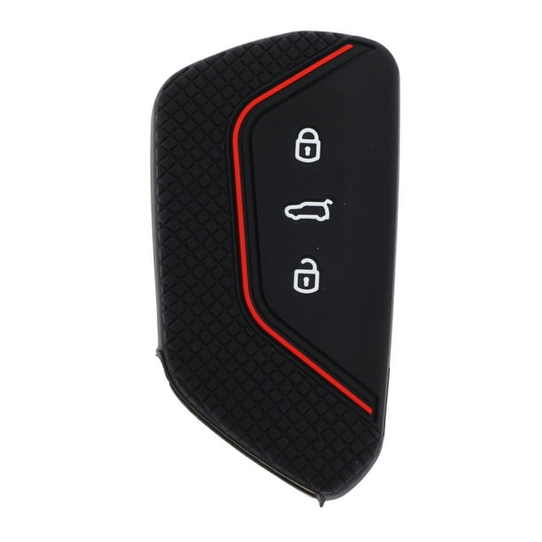Funda de Llave de Auto de Silicona Negra con Acentos Rojos para VW Golf 8 desde 2020 - Funda de Control Remoto de 3 Botones