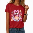 thumbnail image 2 of NOLDARES Halloween Shirts for Women Cute Ghost Shirt Graphic Tee Spooky Season Fall T Shirt Short Sleeve Tops(Red,XL), 2 of 7
