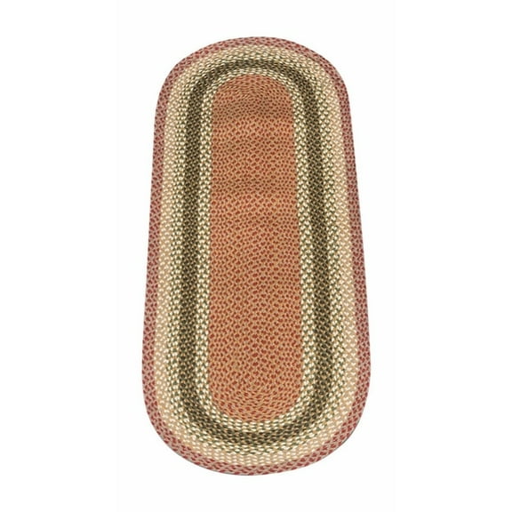 Home Indoor Decorative Jute C-024 Olive, Burgundy, Gray Braided Rug, Oval 2' x 6'