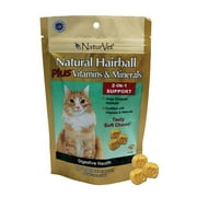 NaturVet Natural Hairball Plus Vitamins & Minerals 2-in-1 Digestive Health Soft Chews Cat Supplement, 50 Ct