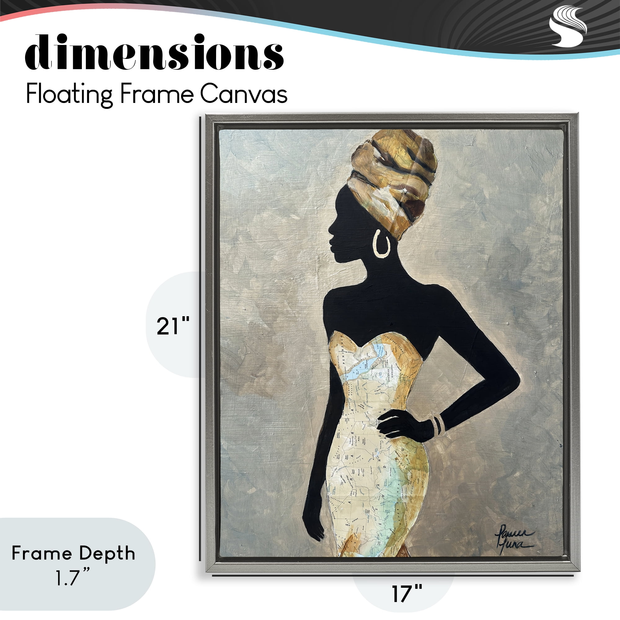 Stupell Industries Motherland Muse Fashion Portrait Gray Framed Floater Canvas Wall Art, design by Lauren Luna