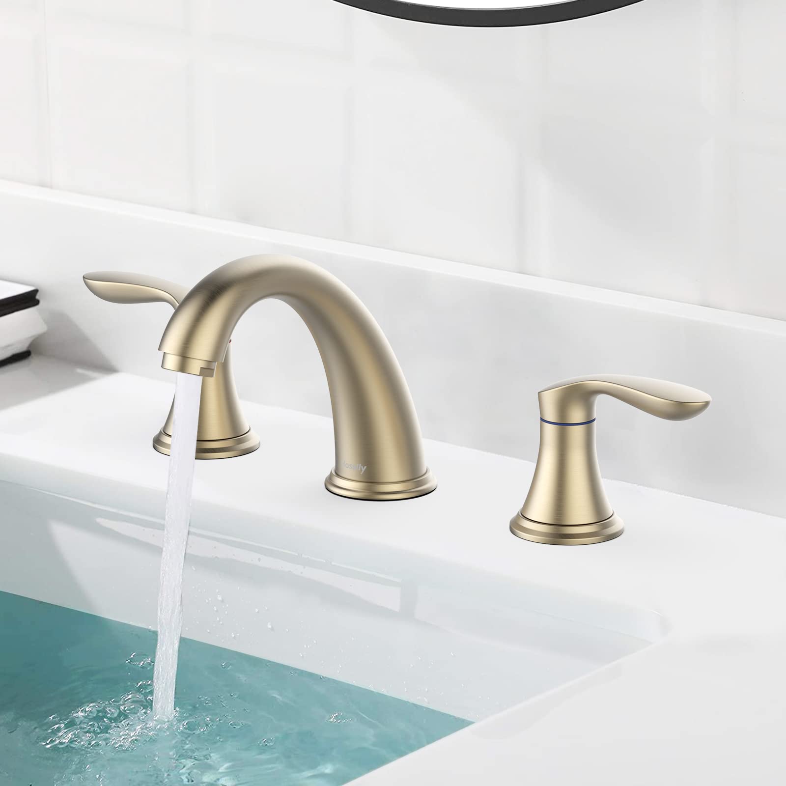 Bathroom Faucets for Sink 3 Hole, Faucet for Bathroom Sink, Widespread Bathroom Sink Faucet with Pop-up Drain and Supply Lines, for Bathroom Sink Vanity RV Farmhouse Sink
