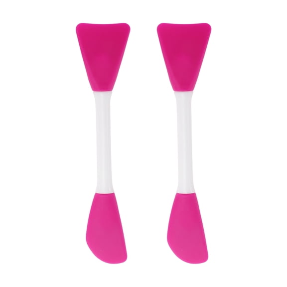 Unique Bargains 2 Pcs Smooth Facial Mask Brush Two-in-One Rose Red