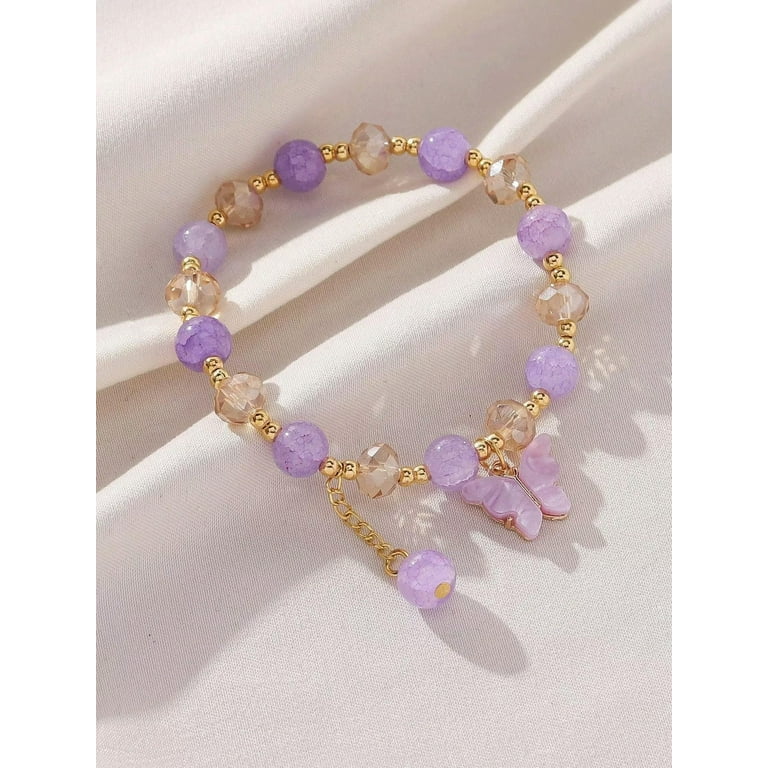 QQTDFG Lively Colorful Purple Acrylic Butterfly Elastic