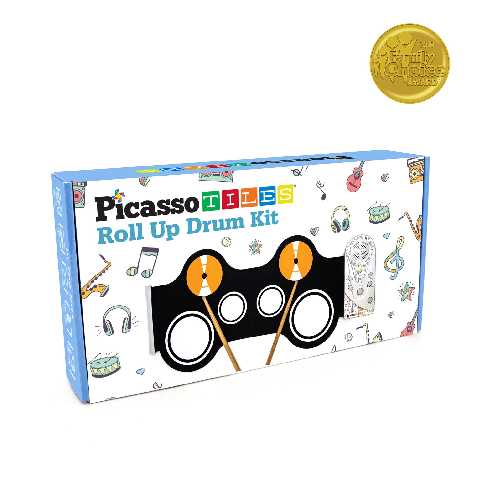 PicassoTiles Electronic Roll-up Drum Kit for Kids, Digital Music Toy with Built-In Speaker, Recording Feature, Educational STEM Music Playset