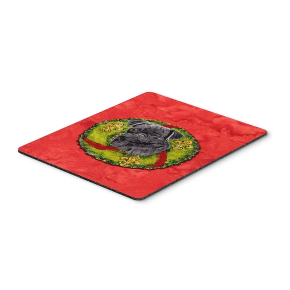 Pug Christmas Wreath Mouse Pad Hot Pad or Trivet