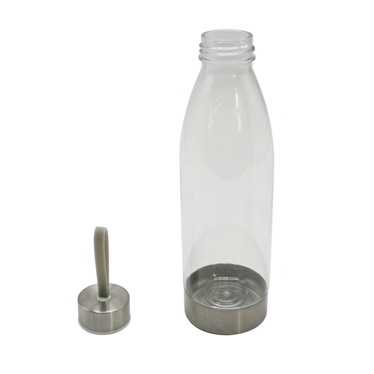 Mainstays 22 oz Clear and Silver Solid Print Plastic Water Bottles