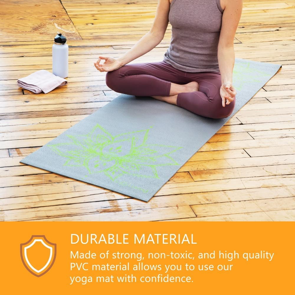 Sol Living 6P Free Yoga Mat Yoga Mat Stretching Pilates Meditation Exercise Mat Gym Equipment Non Slip Portable Travel Yoga Accessories Foldable Workout Mat - 24" x 72" - Grey