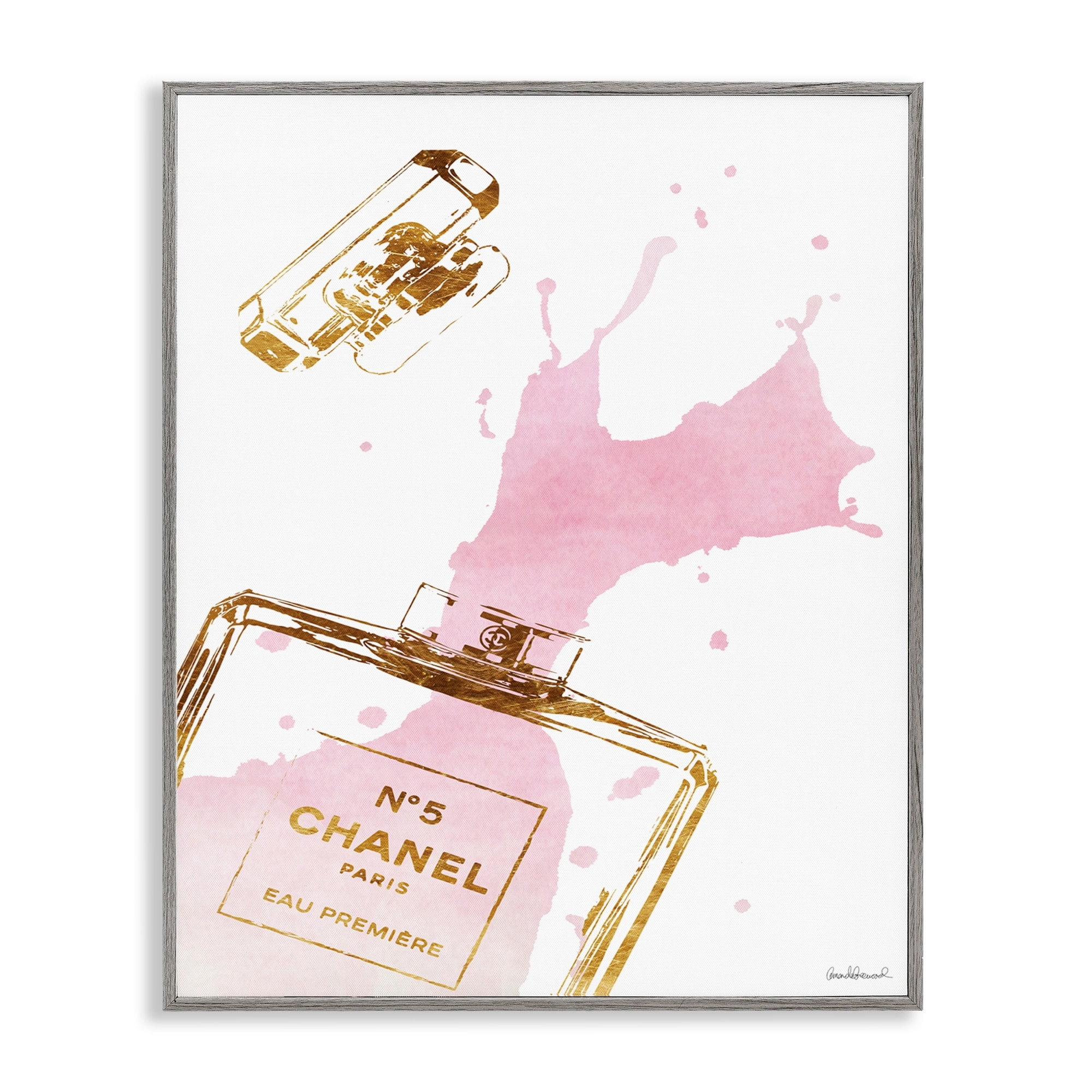 Stupell Industries Glam Perfume Bottle Splash Pink Gold Framed Wall Art by Amanda Greenwood