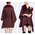 thumbnail image 3 of LinYooLi Women Faux Fur Trim Cardigan Cloak Shawl Wraps Winter Poncho Oversized Cape, 3 of 5