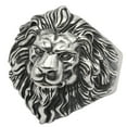 thumbnail image 6 of Lion Head Mens Ring Vintage Silver Plated Copper Wide Face Adjustable Statement Ring Dominant Animal DesignPro, 6 of 6
