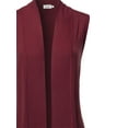 thumbnail image 4 of A2Y Women's Open Front Long Sleeveless Draped Side Pockets Vest Knit Sweater Burgundy M, 4 of 6