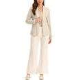 thumbnail image 2 of INSPIRE CHIC Linen Blazer for Women's Notch Lapel One Button Suit Jackets XS Beige, 2 of 6